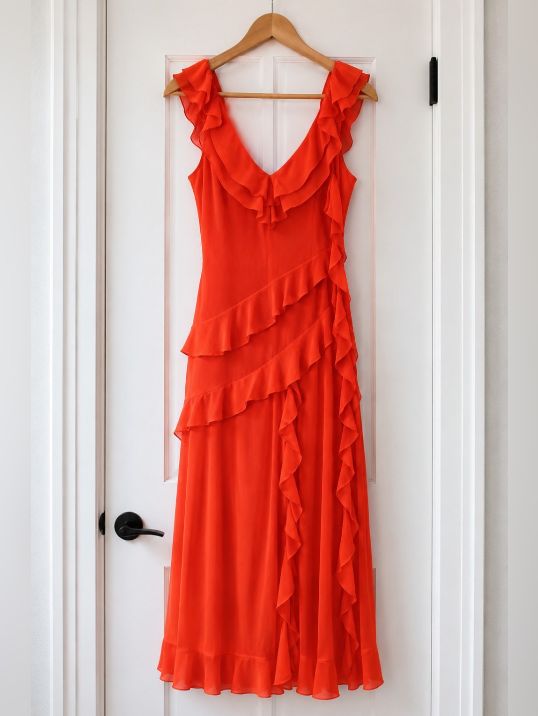 Ever New Red Ruffle Maxi Dress